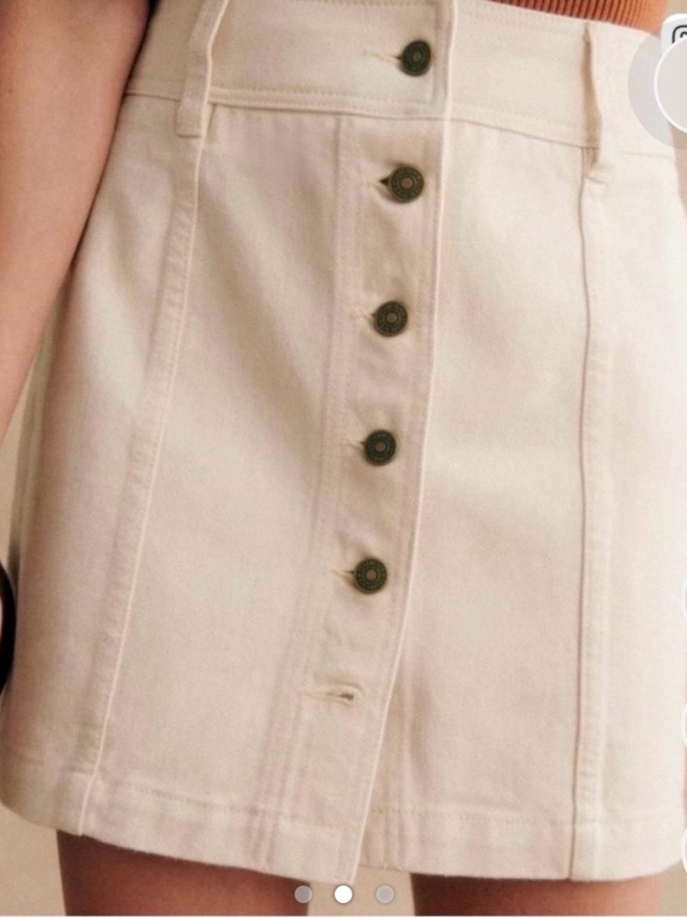 Sezane ecru  Button-Front Denim Skirt